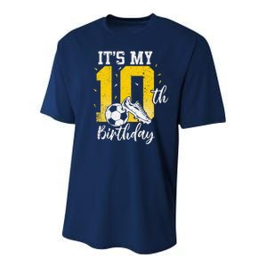 ItS My 10th Birthday Soccer 10th Birthday Player Youth Performance Sprint T-Shirt