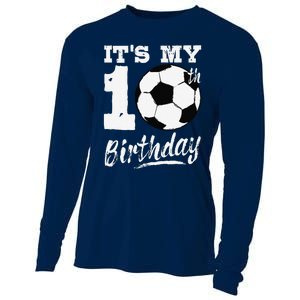 ItS My 10th Birthday Soccer Player 10 Bday Party Team Cooling Performance Long Sleeve Crew