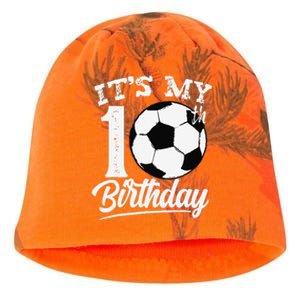 ItS My 10th Birthday Soccer Player 10 Year Old Kati - Camo Knit Beanie