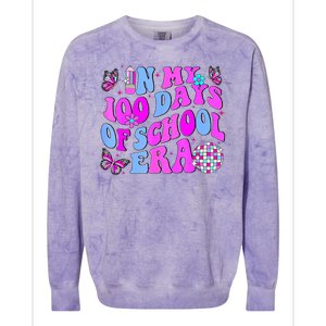 In My 100 Days Of School Era Retro Disco 100th Day Of School Colorblast Crewneck Sweatshirt