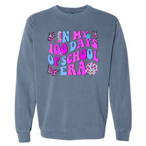 In My 100 Days Of School Era Retro Disco 100th Day Of School Garment-Dyed Sweatshirt