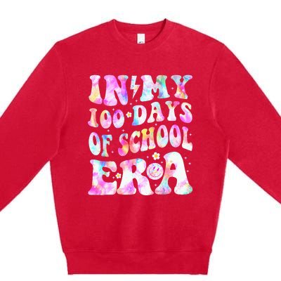 In My 100 Days Of School Era Retro Smile 100th Day Of School Premium Crewneck Sweatshirt