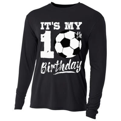 Its My 10th Birthday Soccer Player 10 Bday Party Team Cooling Performance Long Sleeve Crew