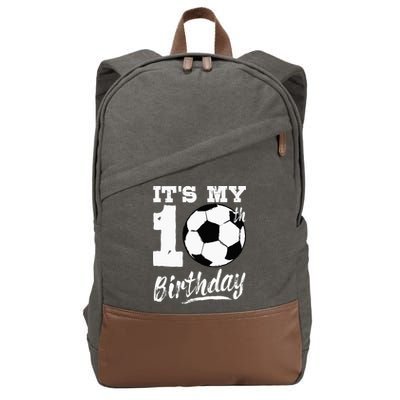 Its My 10th Birthday Soccer Player 10 Bday Party Team Cotton Canvas Backpack