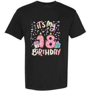 ItS My 18th Birthday Cake Donut 18 Year Old Confetti Garment-Dyed Heavyweight T-Shirt