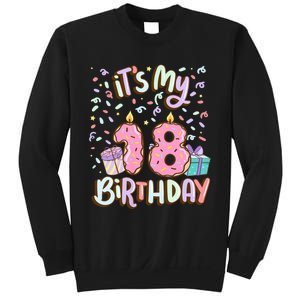 ItS My 18th Birthday Cake Donut 18 Year Old Confetti Sweatshirt