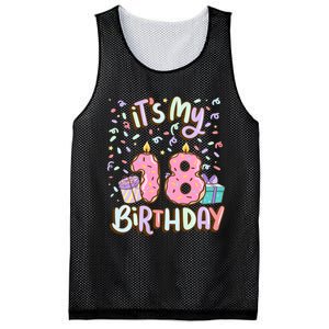 ItS My 18th Birthday Cake Donut 18 Year Old Confetti Mesh Reversible Basketball Jersey Tank