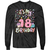 ItS My 18th Birthday Cake Donut 18 Year Old Confetti Tie-Dye Long Sleeve Shirt