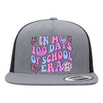 In My 100 Days Of School Era Retro Disco 100th Day Of School Flat Bill Trucker Hat