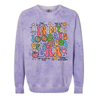 In My 100 Days Of School Era Retro School Celebration Colorblast Crewneck Sweatshirt