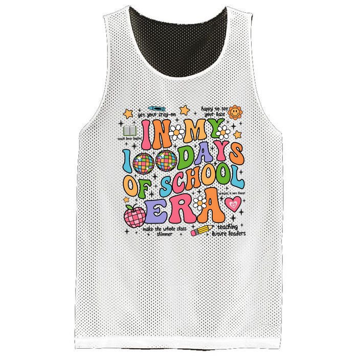 In My 100 Days Of School Era Retro School Celebration Mesh Reversible Basketball Jersey Tank