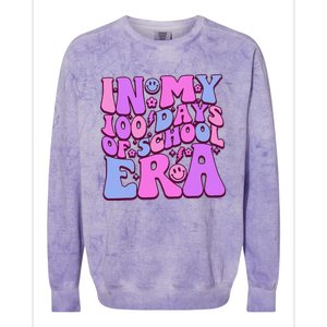 In My 100 Days Of School Era Retro Disco 100th Day Of School Colorblast Crewneck Sweatshirt