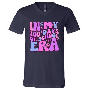 In My 100 Days Of School Era Retro Disco 100th Day Of School V-Neck T-Shirt