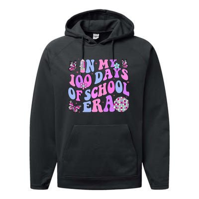 In My 100 Days Of School Era Retro Disco 100th Day Of School Performance Fleece Hoodie