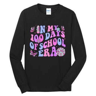 In My 100 Days Of School Era Retro Disco 100th Day Of School Tall Long Sleeve T-Shirt