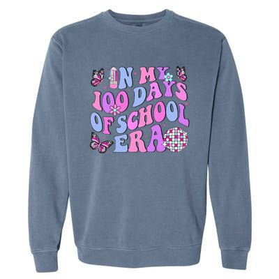 In My 100 Days Of School Era Retro Disco 100th Day Of School Garment-Dyed Sweatshirt