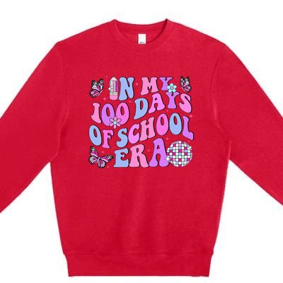 In My 100 Days Of School Era Retro Disco 100th Day Of School Premium Crewneck Sweatshirt