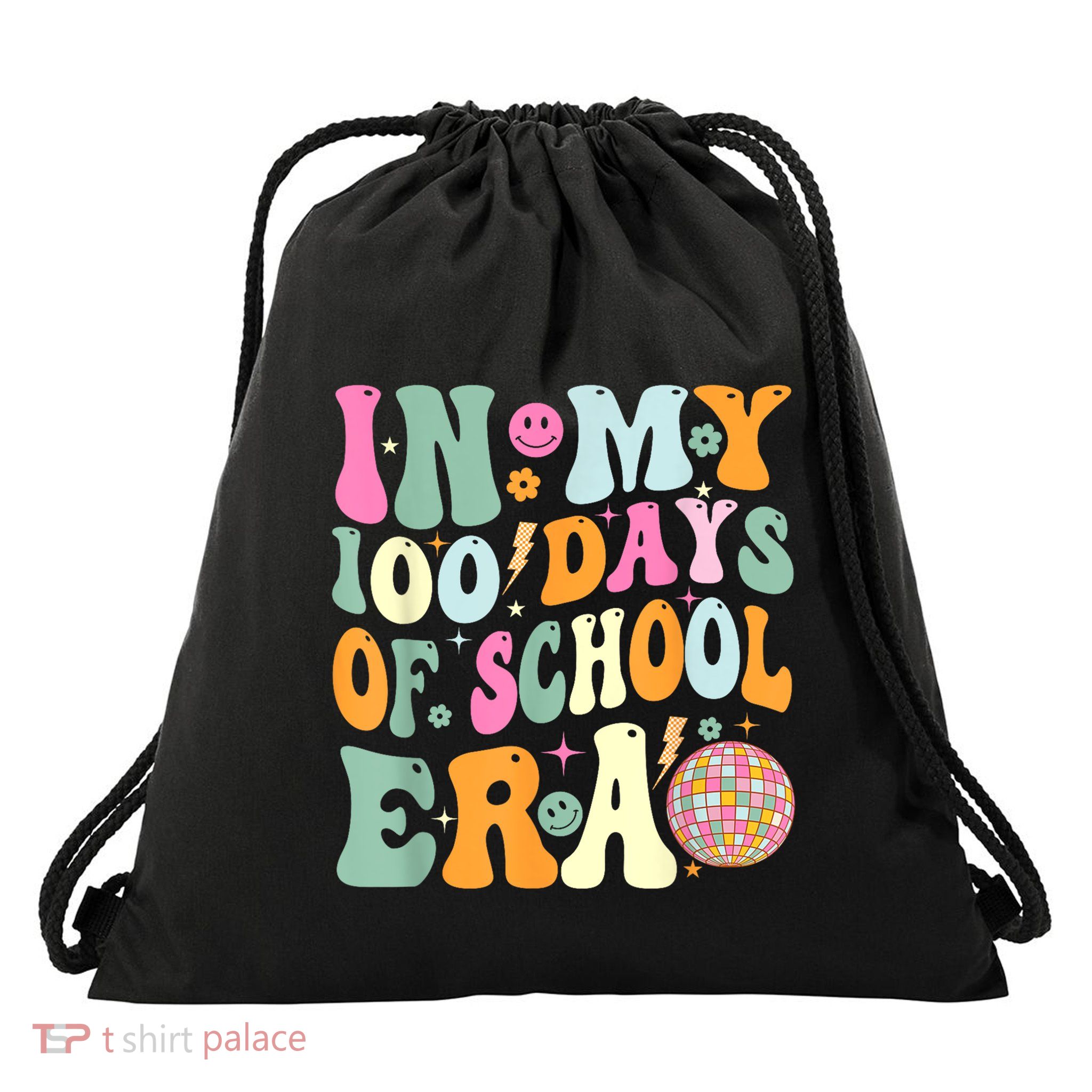 In My 100 Days Of School Era Teacher 100 Days Of School Drawstring Bag