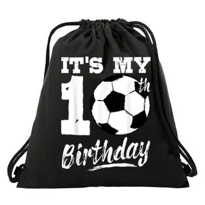 It's My 10th Birthday Soccer Player 10 Bday Party Team Drawstring Bag