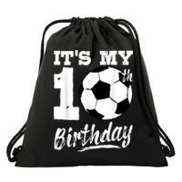 It's My 10th Birthday Soccer Player 10 Bday Party Team Drawstring Bag