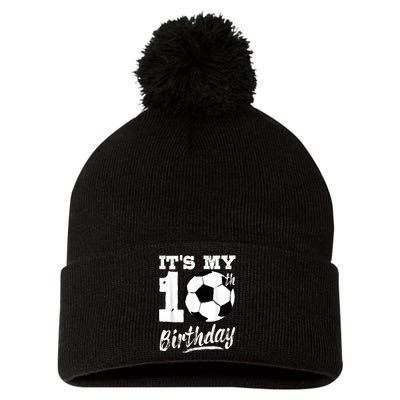 It's My 10th Birthday Soccer Player 10 Bday Party Team Pom Pom 12in Knit Beanie