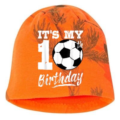 It's My 10th Birthday Soccer Player 10 Bday Party Team Kati - Camo Knit Beanie