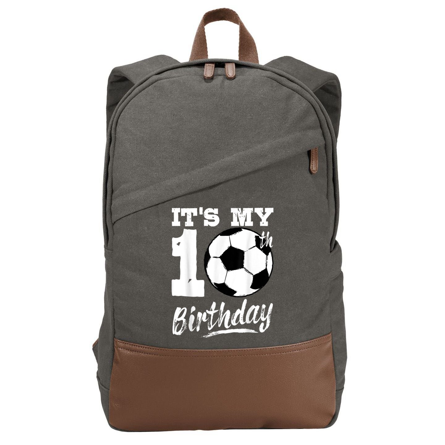 It's My 10th Birthday Soccer Player 10 Bday Party Team Cotton Canvas Backpack