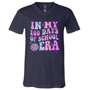 In My 100 Days Of School Era Retro Disco 100th Day Of School V-Neck T-Shirt