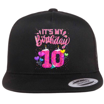 It's My 10th Birthday Doughnut Happy 10 Years Old Girl K.i.d.s Flatbill Hat