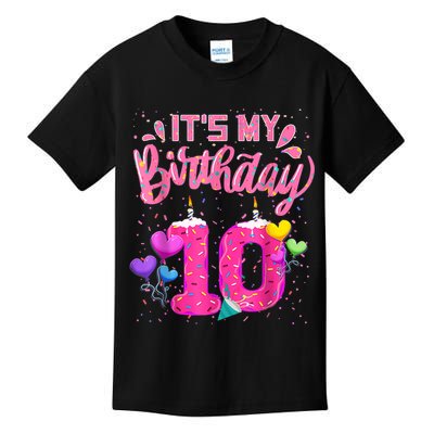 It's My 10th Birthday Doughnut Happy 10 Years Old Girl K.i.d.s Kids T-Shirt