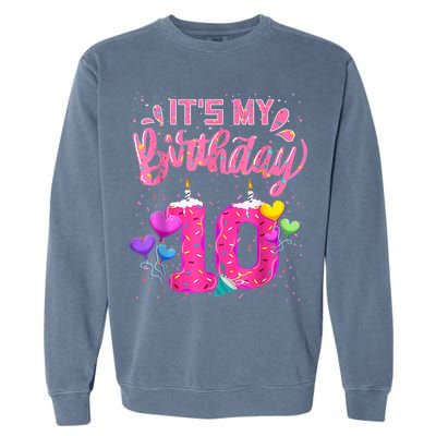 It's My 10th Birthday Doughnut Happy 10 Years Old Girl K.i.d.s Garment-Dyed Sweatshirt
