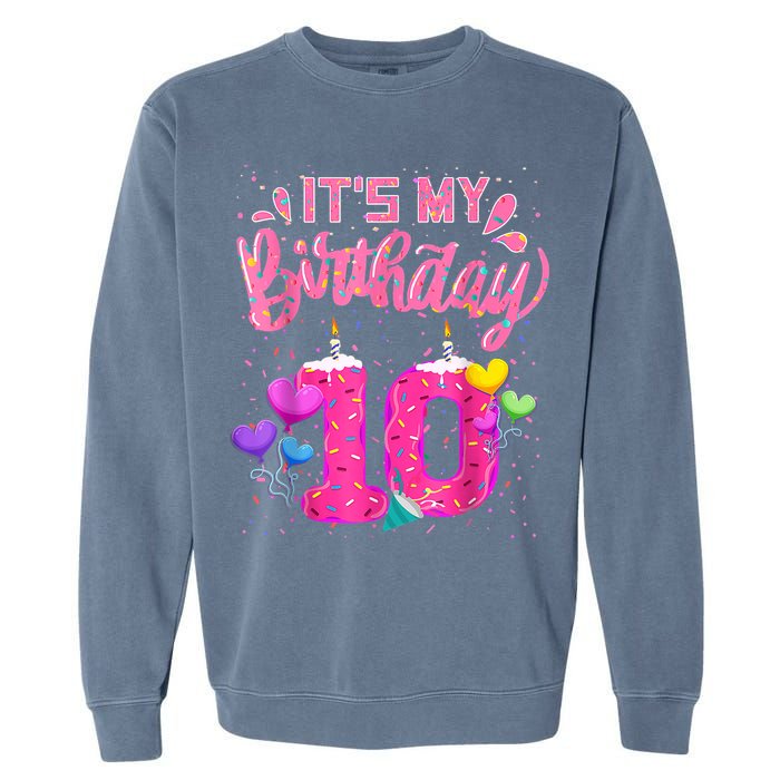 It's My 10th Birthday Doughnut Happy 10 Years Old Girl K.i.d.s Garment-Dyed Sweatshirt
