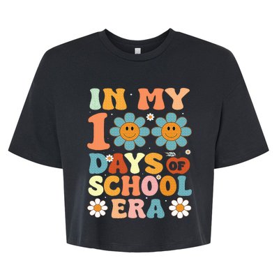 In My 100 Days Of School Era Retro 100th Day Of School Bella+Canvas Jersey Crop Tee