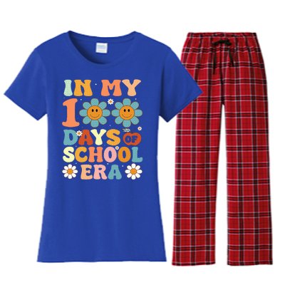 In My 100 Days Of School Era Retro 100th Day Of School Women's Flannel Pajama Set