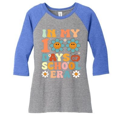 In My 100 Days Of School Era Retro 100th Day Of School Women's Tri-Blend 3/4-Sleeve Raglan Shirt