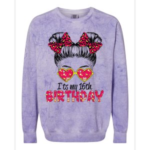 Its My 16th Birthday Messy Bun Womenns Colorblast Crewneck Sweatshirt