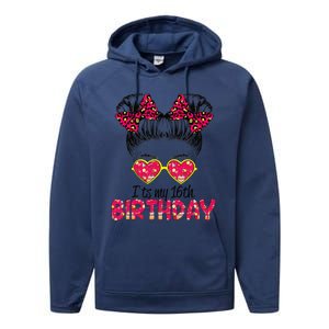 Its My 16th Birthday Messy Bun Womenns Performance Fleece Hoodie