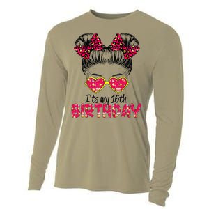 Its My 16th Birthday Messy Bun Womenns Cooling Performance Long Sleeve Crew