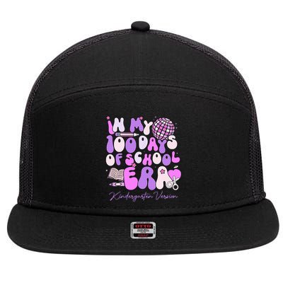 In My 100 Days Of School Era Kindergarten Version Groovy 7 Panel Mesh Trucker Snapback Hat