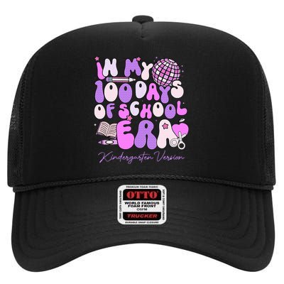 In My 100 Days Of School Era Kindergarten Version Groovy High Crown Mesh Back Trucker Hat