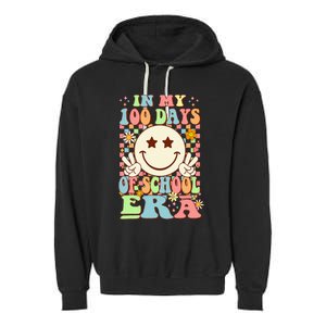 In My 100 Days Of School Era Retro Groovy 100th Day Teacher Garment-Dyed Fleece Hoodie