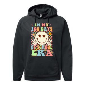 In My 100 Days Of School Era Retro Groovy 100th Day Teacher Performance Fleece Hoodie