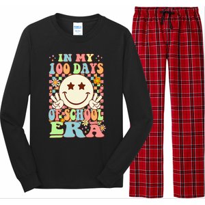 In My 100 Days Of School Era Retro Groovy 100th Day Teacher Long Sleeve Pajama Set