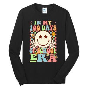 In My 100 Days Of School Era Retro Groovy 100th Day Teacher Tall Long Sleeve T-Shirt