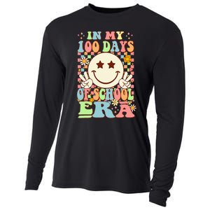 In My 100 Days Of School Era Retro Groovy 100th Day Teacher Cooling Performance Long Sleeve Crew