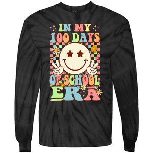 In My 100 Days Of School Era Retro Groovy 100th Day Teacher Tie-Dye Long Sleeve Shirt