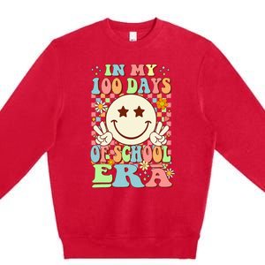 In My 100 Days Of School Era Retro Groovy 100th Day Teacher Premium Crewneck Sweatshirt