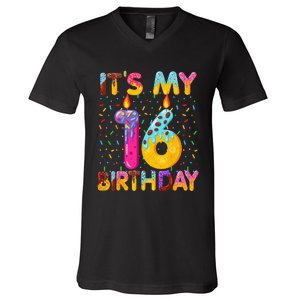 It's My 16th Birthday Sweet Donut 16 Years Old Funny Gift V-Neck T-Shirt