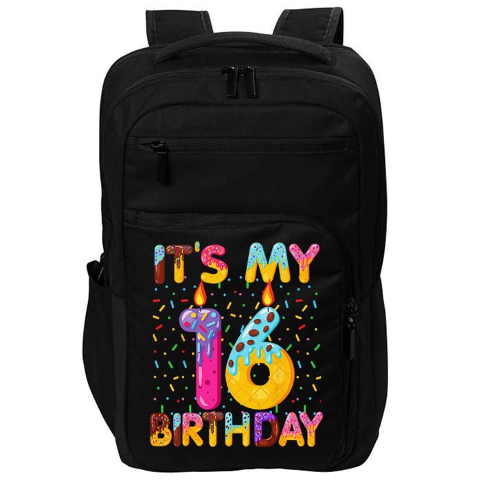 It's My 16th Birthday Sweet Donut 16 Years Old Funny Gift Impact Tech Backpack