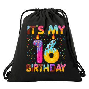 It's My 16th Birthday Sweet Donut 16 Years Old Funny Gift Drawstring Bag